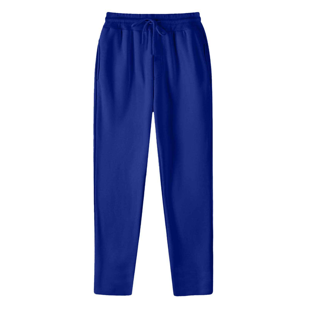 Men's straight-cut sweatpants made of mottled cotton blend with elastic waistband, drawstring, and side pockets StylebySassy