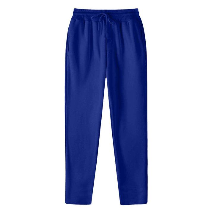 Men's straight-cut sweatpants made of mottled cotton blend with elastic waistband, drawstring, and side pockets StylebySassy