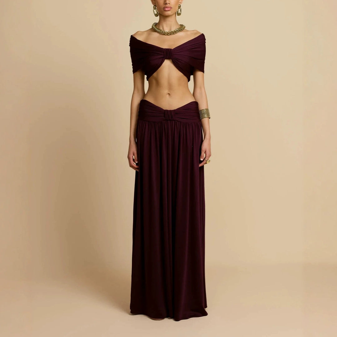Women Elegant Maxi Dress with Innovative Knotted Design StylebySassy