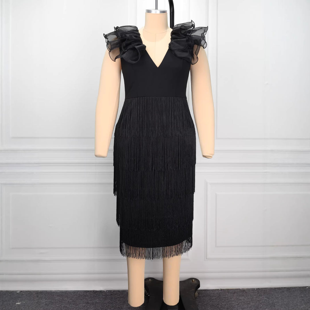 Women fitted dress with ruffle details StylebySassy