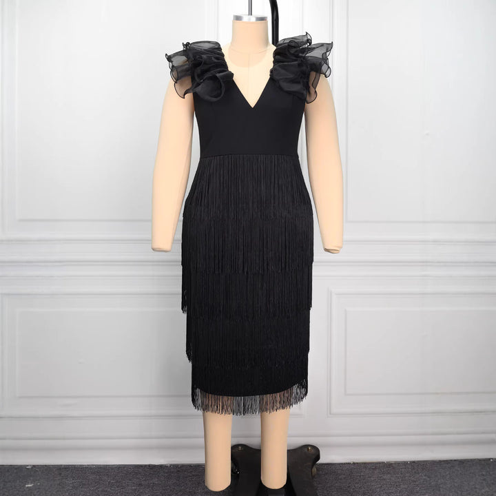 Women fitted dress with ruffle details StylebySassy