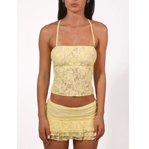 Women Lace Crop Top with Wavy Skirt StylebySassy