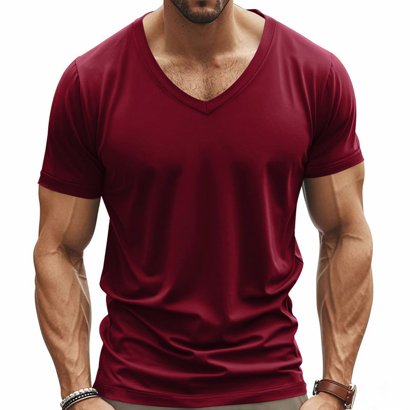 Men's V-Neck T-Shirt made of breathable cotton blend with modern cut StylebySassy