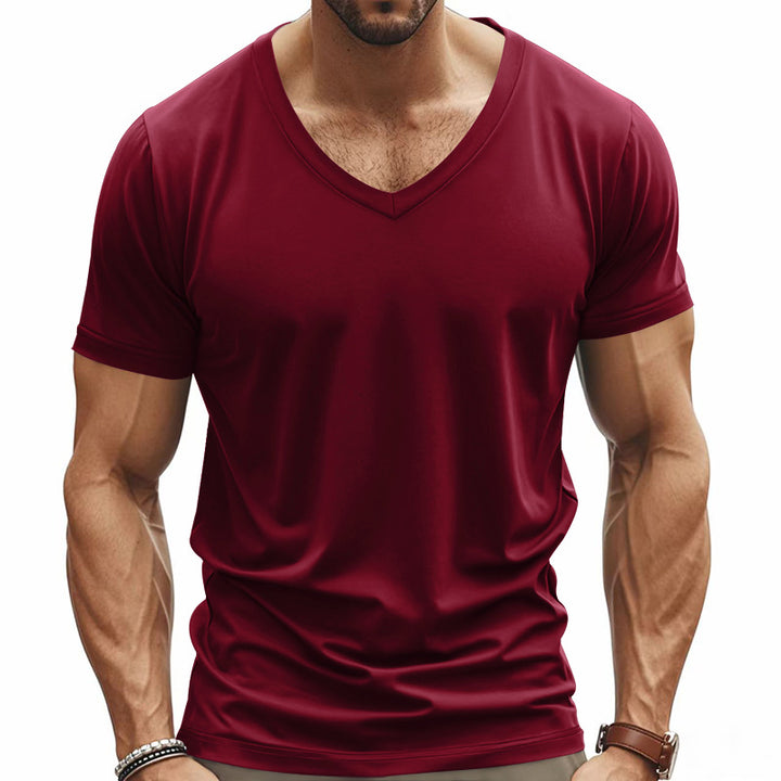 Men's V-neck functional shirt made of lightweight interlock with a fitted cut StylebySassy
