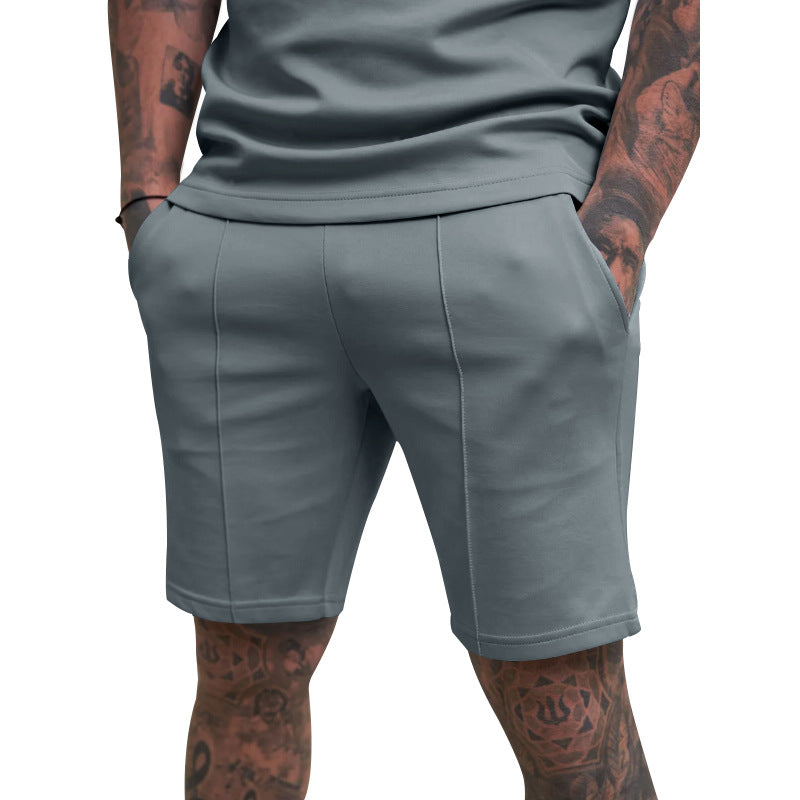 Men's short leisure pants made of cotton blend with elastic waistband and drawstring StylebySassy