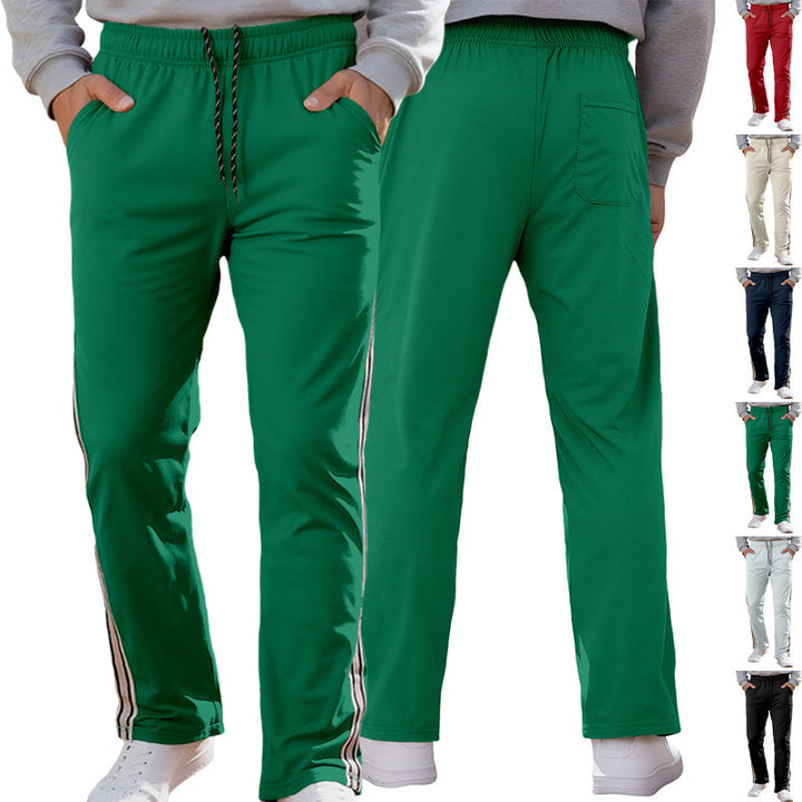 Men's Nan Retro Track Pants with Tapered Leg, Elastic Waistband, Drawstring, and Side Stripes StylebySassy