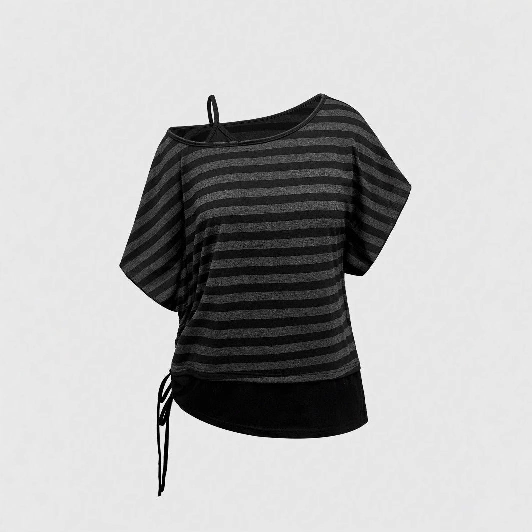 Women's Asymmetrical Striped Top with Refined Cut StylebySassy