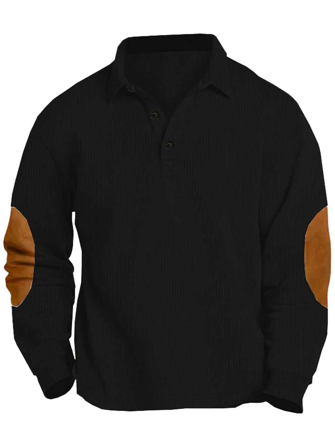 Men's nan legeres long sleeve polo shirt with shirt collar, short button placket, fine texture and velour elbow patches StylebySassy