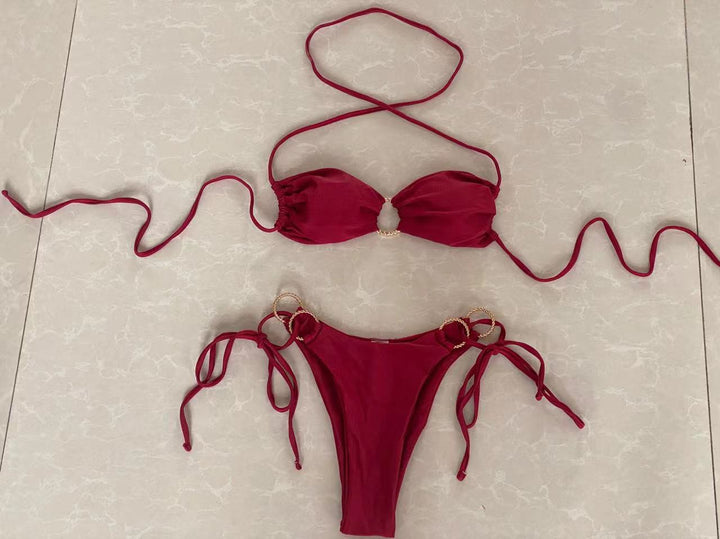 Women's bandeau bikini with decorative rings StylebySassy