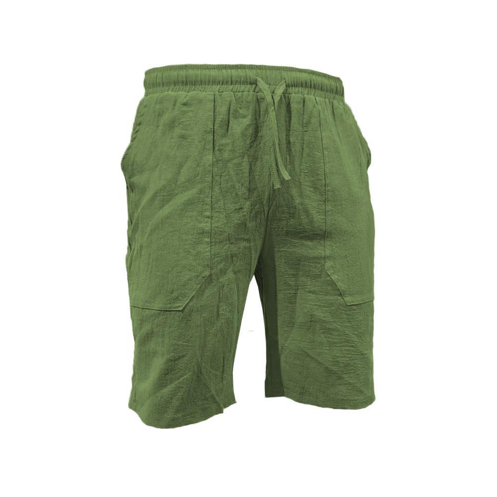 Men's casual travel Bermuda shorts with crinkle texture, adjustable drawstring, and large volume patch pockets StylebySassy