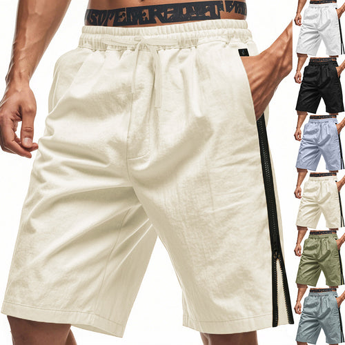 Men's lightweight training shorts with elastic drawstring waistband, side ventilation zippers, and slash pockets StylebySassy