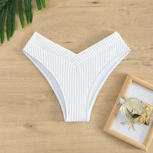 Women's bikini briefs with fashionable V-neckline and sophisticated stripe pattern StylebySassy