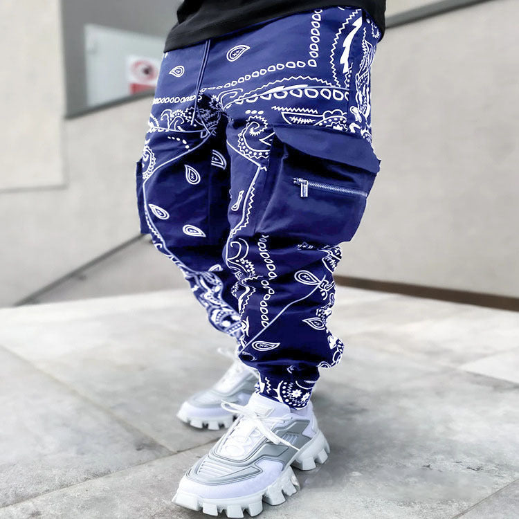 Men's Nan Bandana Cargo Jogging Pants with Drawstring and Elastic Cuffs StylebySassy
