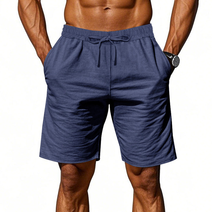 Men's casual cotton blend leisure shorts with elastic waistband and side pockets StylebySassy