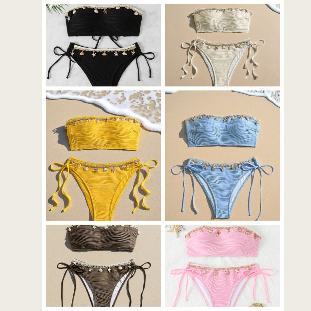 Women's bandeau bikini with intricate shell details StylebySassy