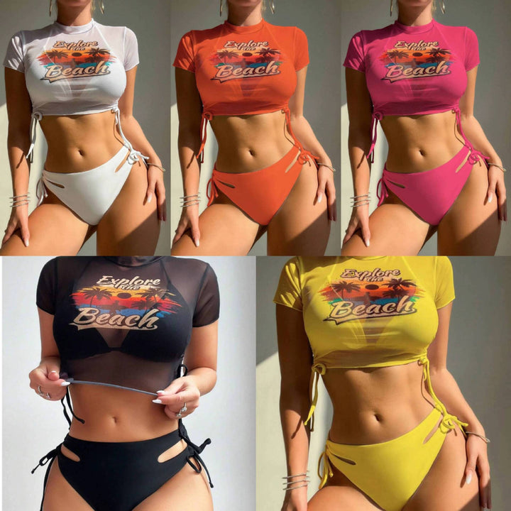 Women's Set with Crop Top and Triangle Bikini StylebySassy