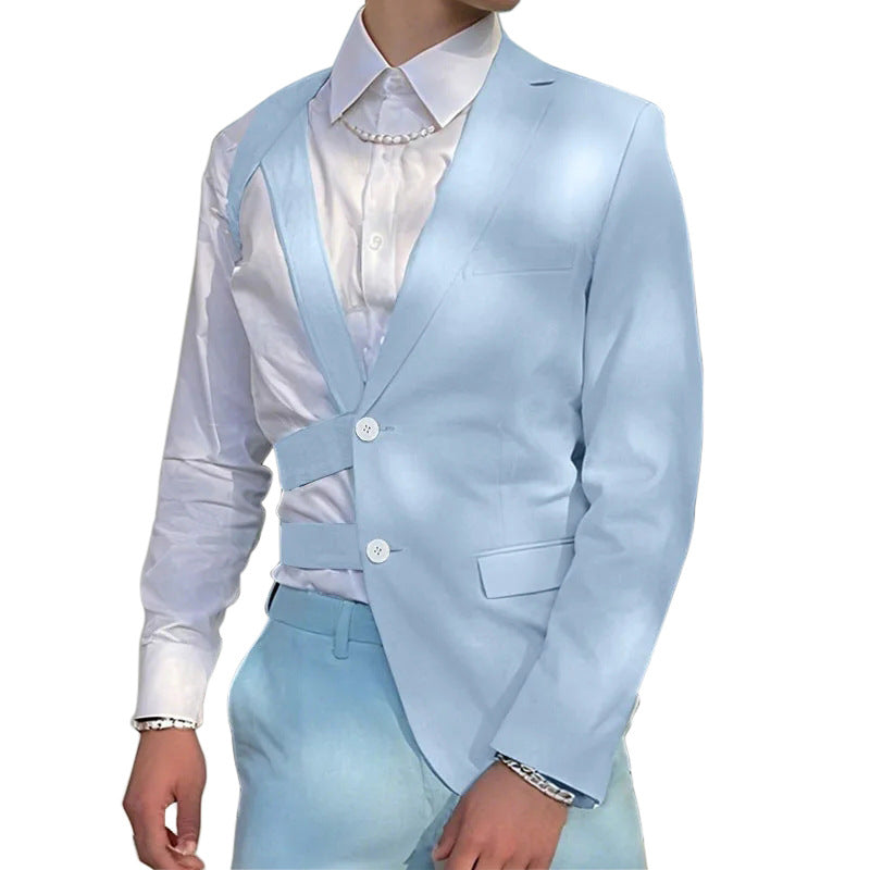 Women's nan asymmetrical blazer with strap details and lapel collar StylebySassy