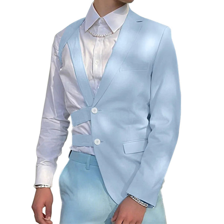Women's nan asymmetrical blazer with strap details and lapel collar StylebySassy
