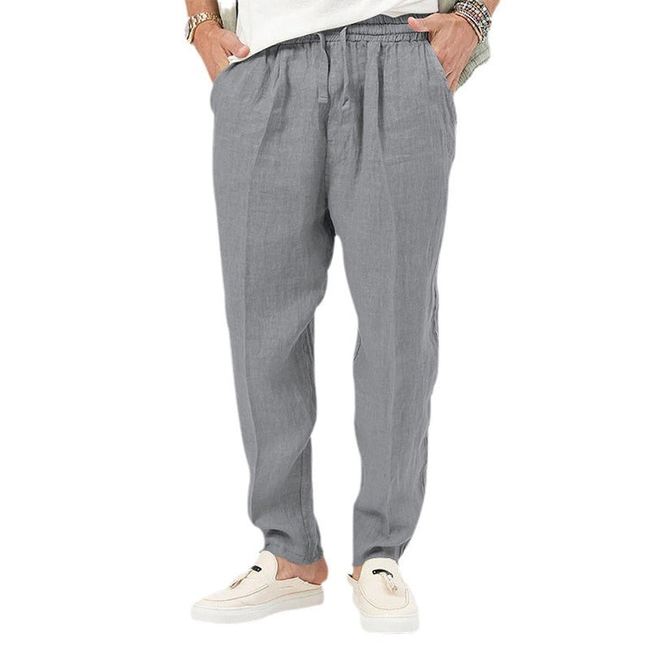 Men's linen jog pants with elastic tunnel drawstring waistband and tapered leg StylebySassy