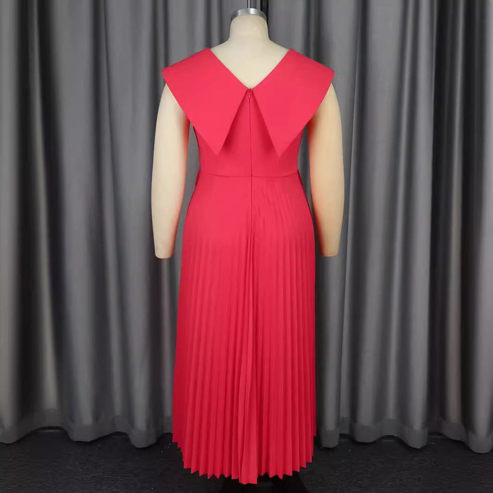 Women's pleated maxi dress with elegant button details StylebySassy