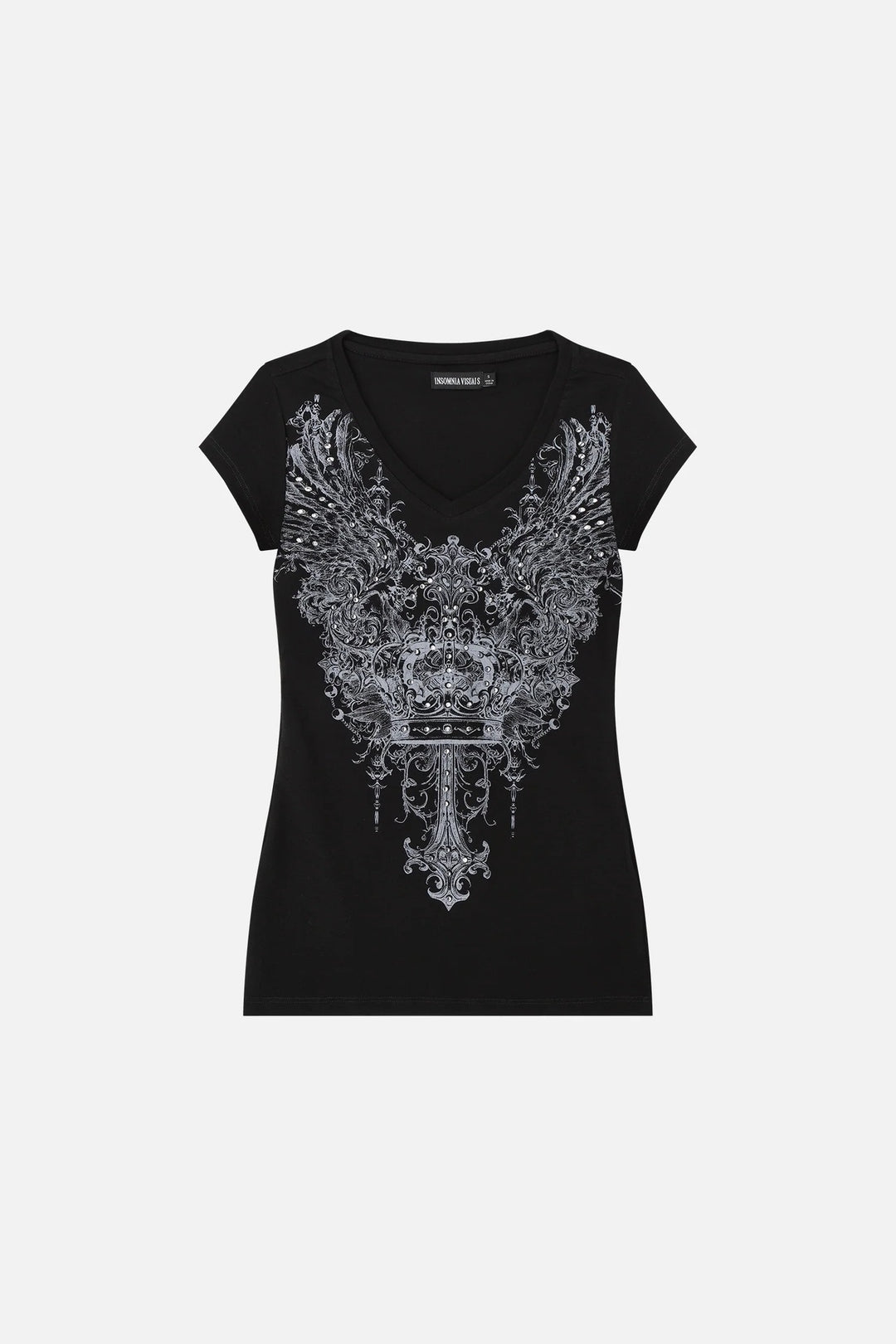 Women's V-Neck T-Shirt with Extravagant Graphics StylebySassy