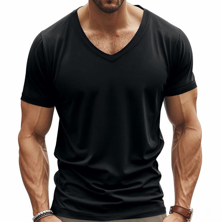 Men's V-neck functional shirt made of lightweight interlock with a fitted cut StylebySassy