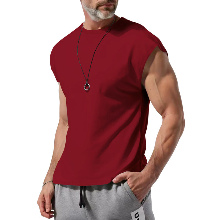 Men's cropped athletic tank top with wide arm openings and round neckline StylebySassy