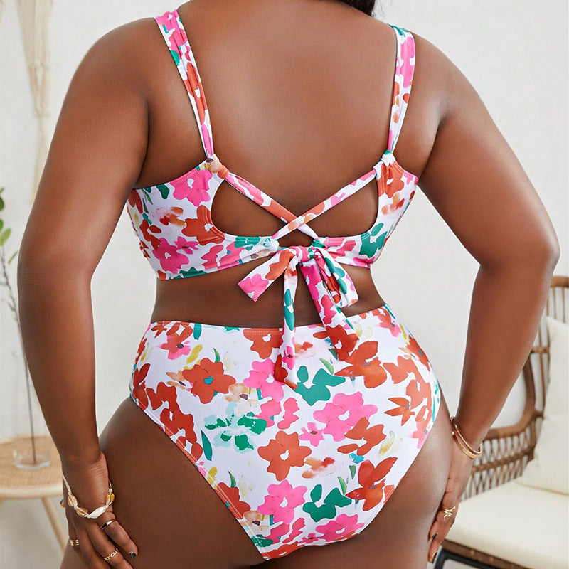 Women's bikini set with floral top and high-cut bottom StylebySassy