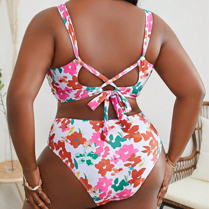 Women's bikini set with floral top and high-cut bottom StylebySassy
