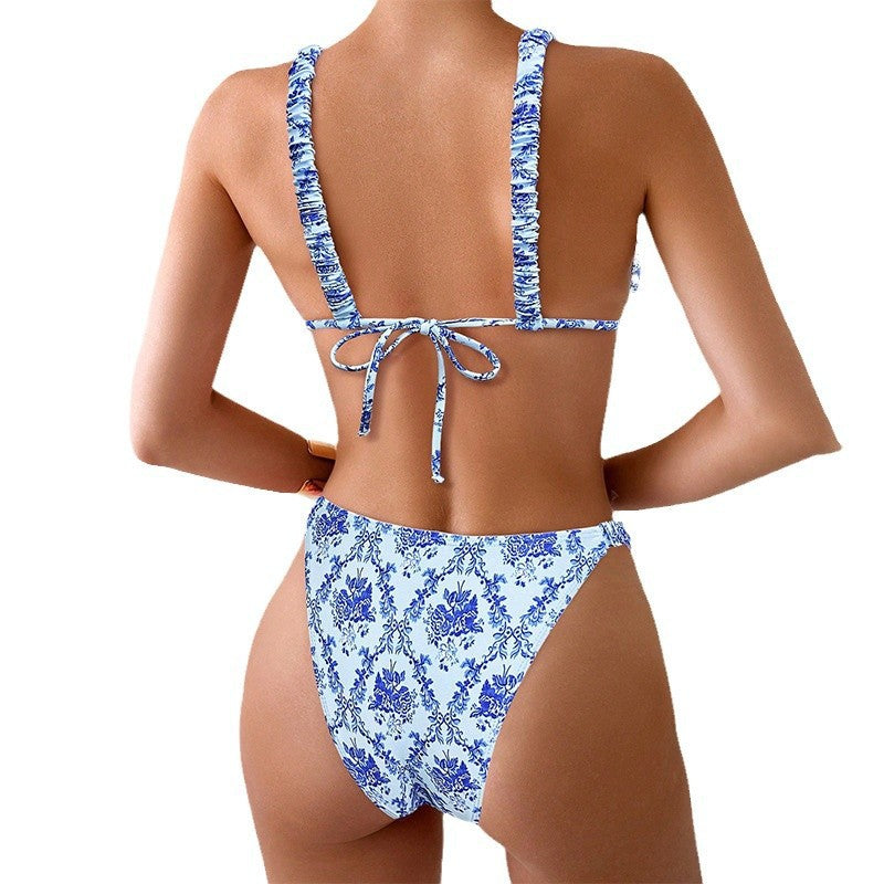 Women High-Waisted Bikini with Playful Ruffle Design StylebySassy