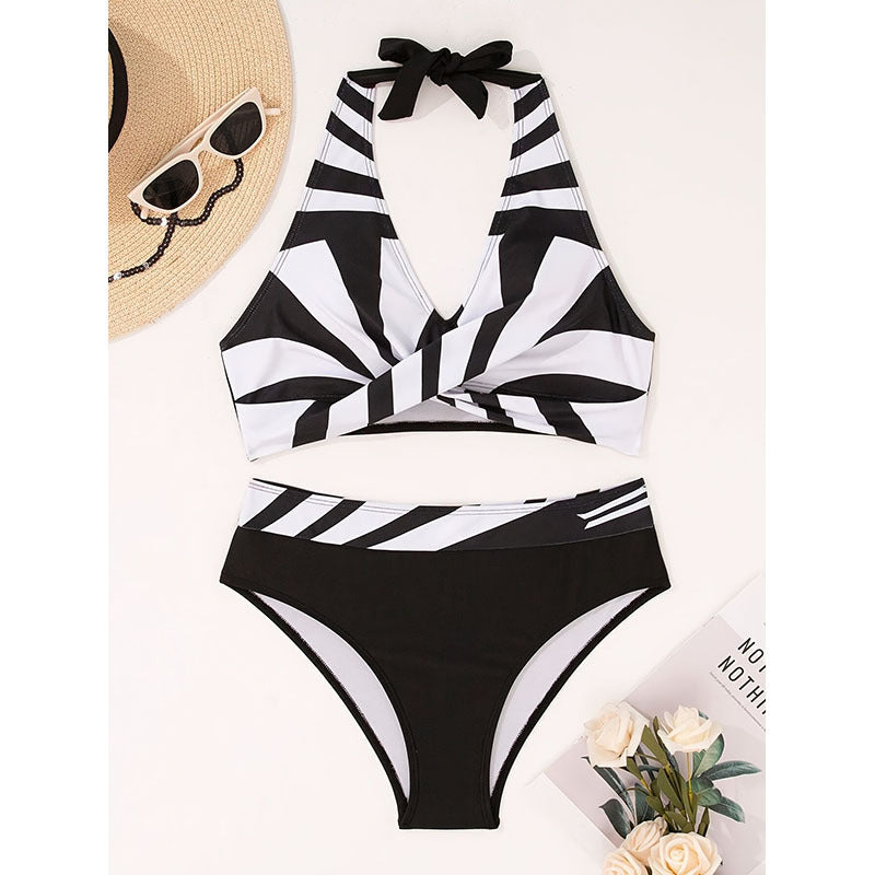 Women's bikini set with trendy wrap top and high-waist bottom StylebySassy