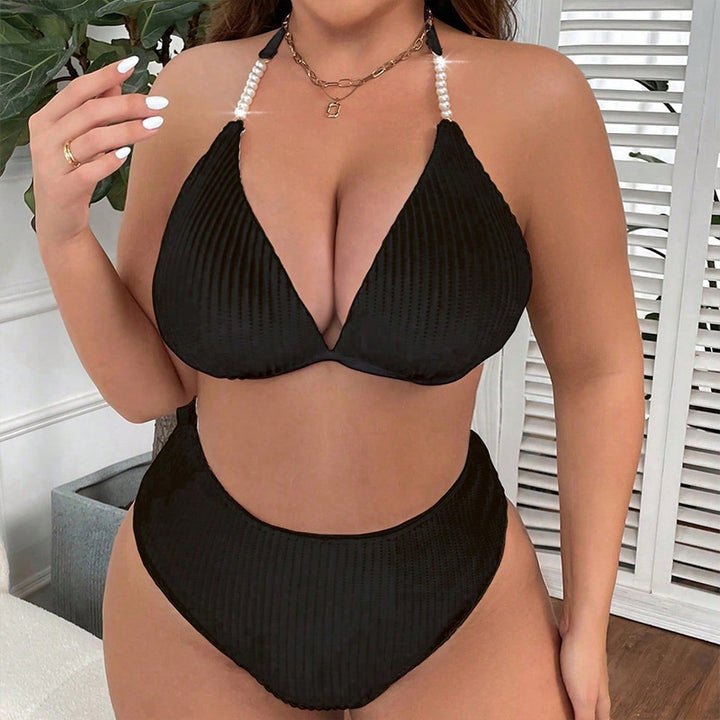 Women's bikini set with sophisticated ribbed design and high-waisted cut StylebySassy