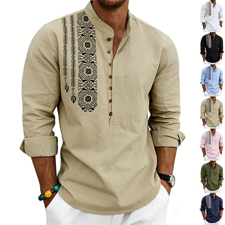 Men's embroidered cotton kurta shirt with stand collar StylebySassy