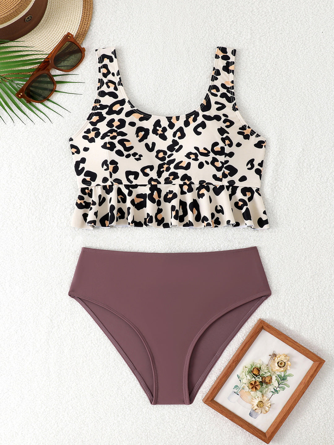Women's Tankini Set with Fashionable Ruffle Design and High Cut StylebySassy