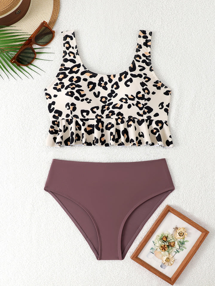 Women's Tankini Set with Fashionable Ruffle Design and High Cut StylebySassy