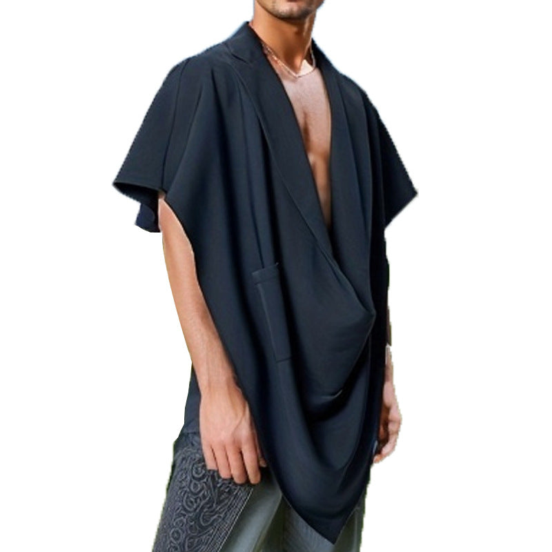 Women's Cape Blazer with shawl collar, open front, patch pocket, and pointed hem StylebySassy