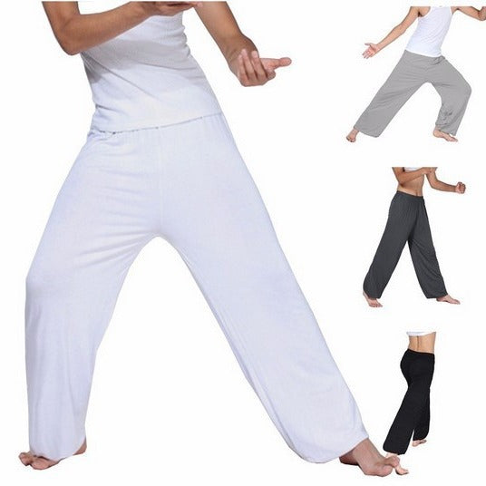 Men's wide harem pants made of flowing viscose blend with elastic comfort waistband and balloon legs StylebySassy