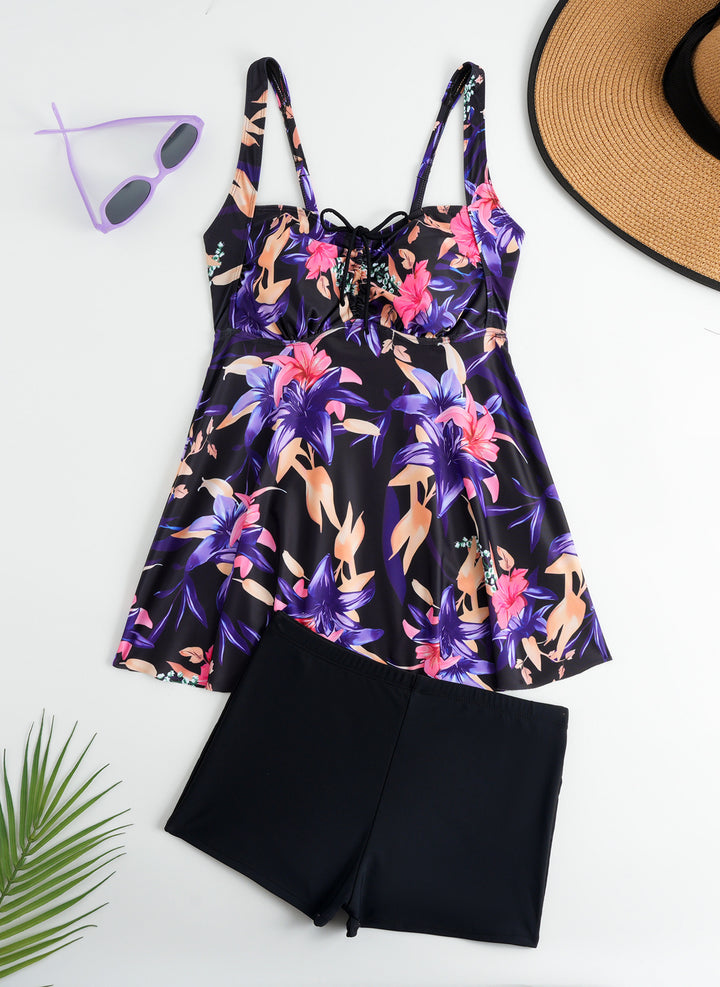 Women's tankini with floral top and comfortable shorts StylebySassy