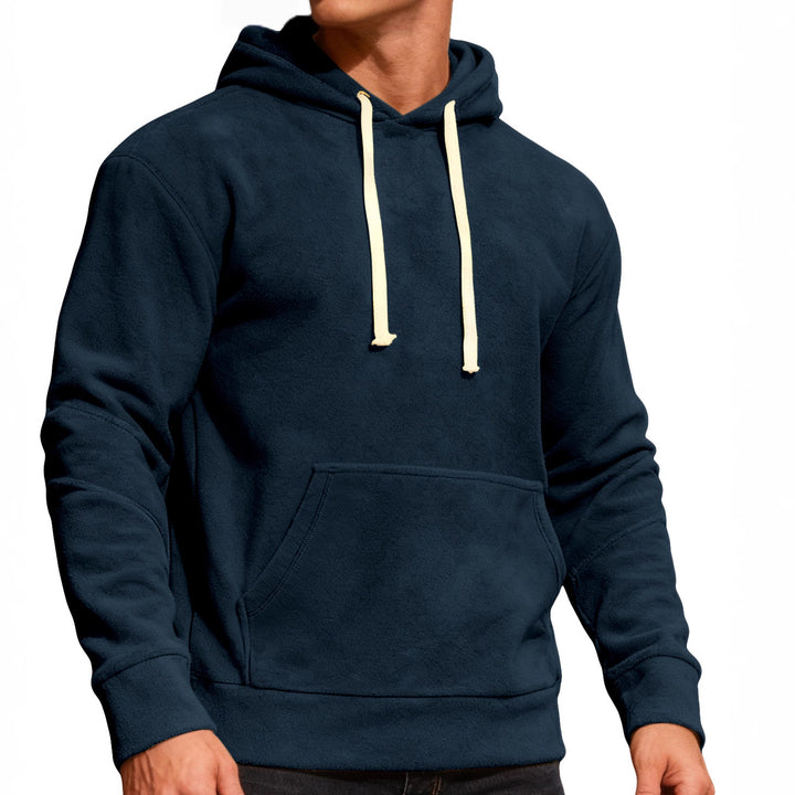 Men's nan velvety hoodie with seam details, kangaroo pocket and contrast cord StylebySassy
