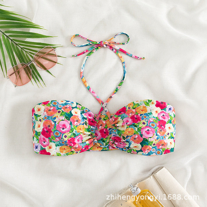 Women's Bandeau Bikini with Playful Flower Design StylebySassy