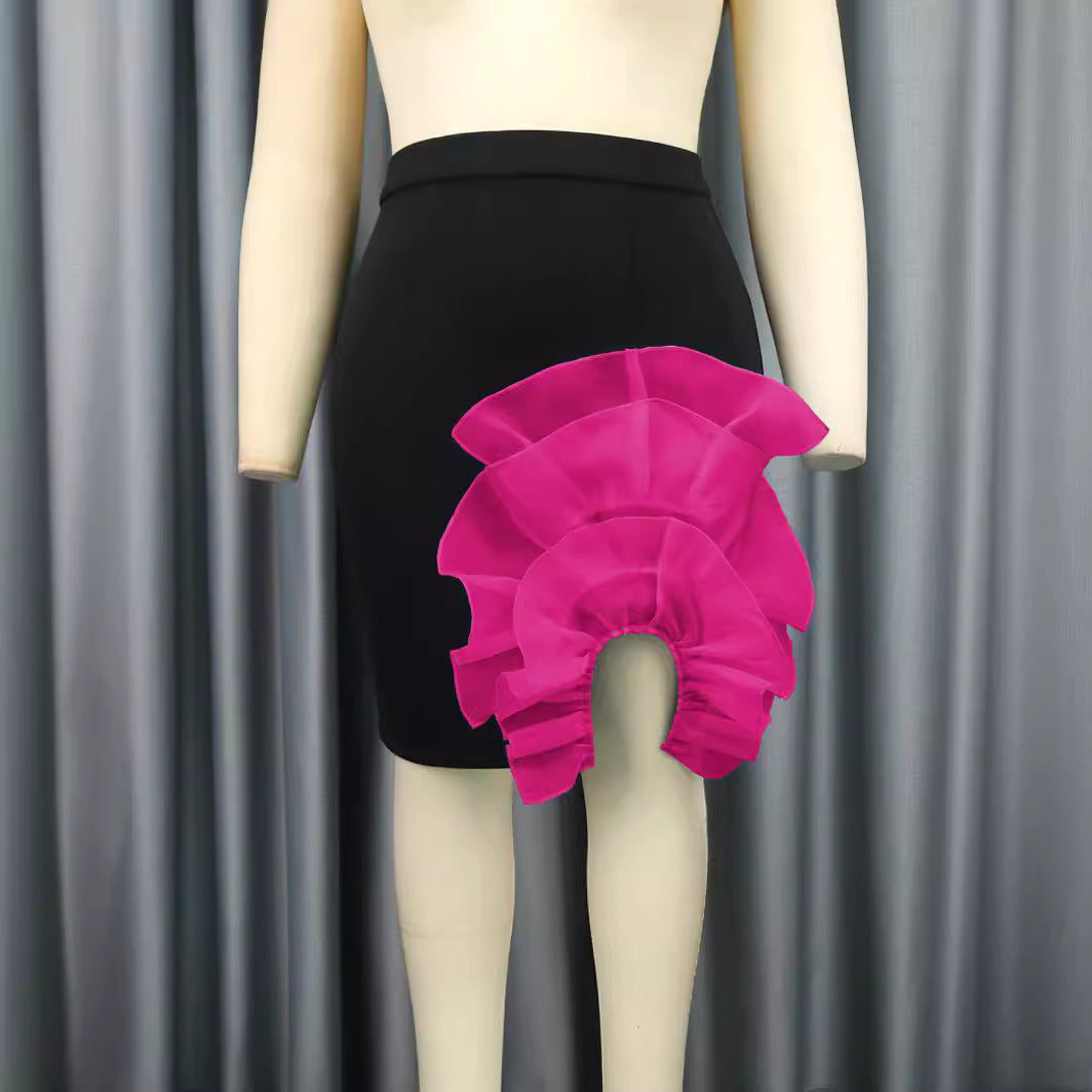 Women Elegant Skirt with Voluminous, Transparent Ruffle Hem StylebySassy