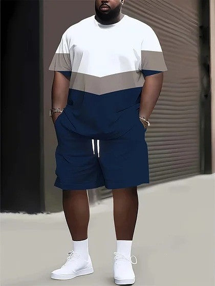 Men's casual leisure two-piece set with large smiley sunglasses print StylebySassy