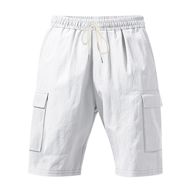Men's travel and outdoor bermuda shorts with elastic drawstring waistband, security inner pocket and front flap pockets StylebySassy