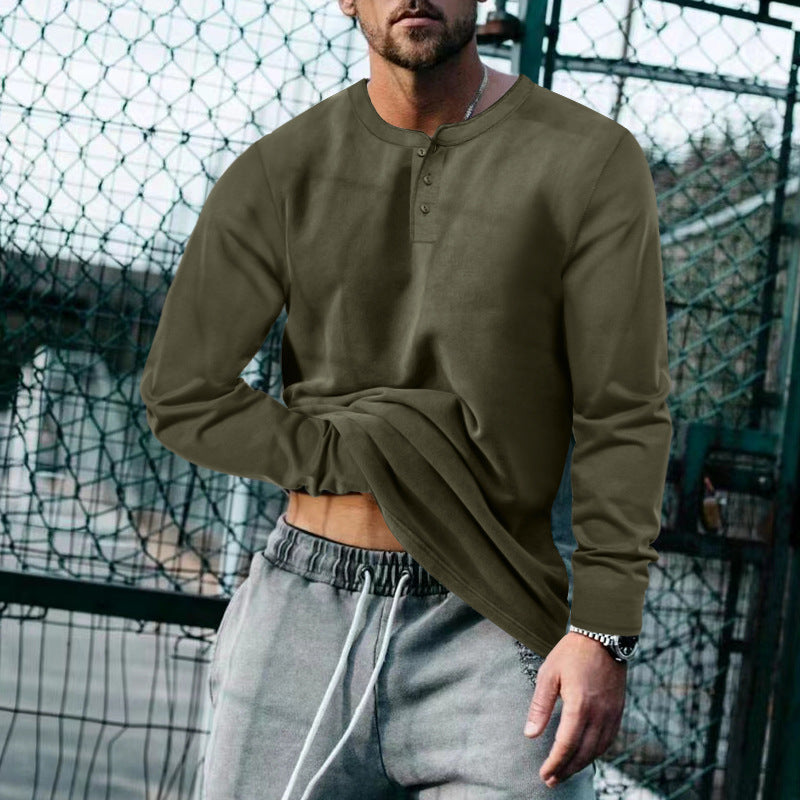 Men's casual long-sleeve shirt with short button placket, soft cotton jersey and slim silhouette StylebySassy