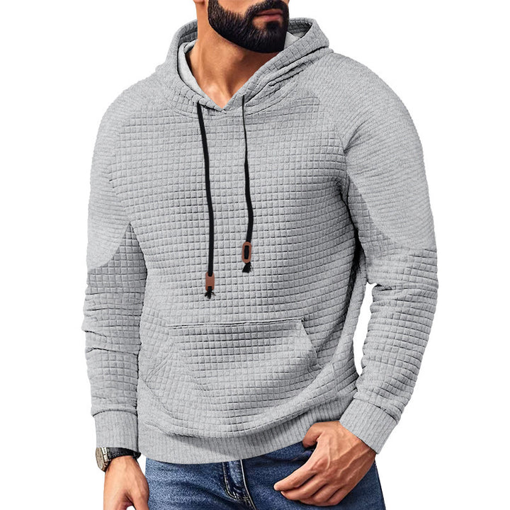 Men's hooded sweatshirt in quilted look with kangaroo pocket, raglan sleeves and drawstring StylebySassy