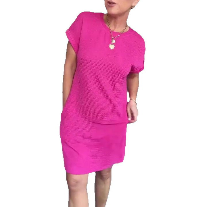 Women's falling crinkled structure dress with side pockets and rolled sleeves StylebySassy