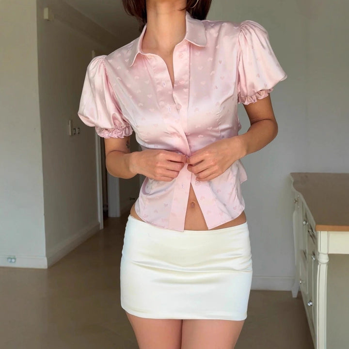 Women’s Short Sleeve Blouse with Puff Sleeves StylebySassy