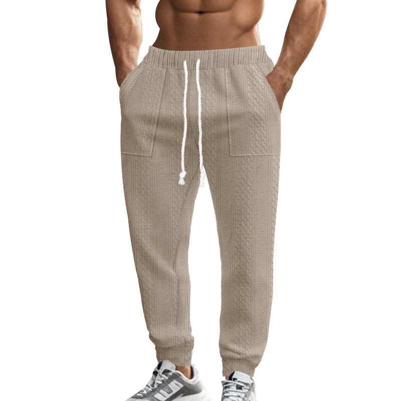 Men's cable knit joggers with drawstring waistband and patch pockets StylebySassy