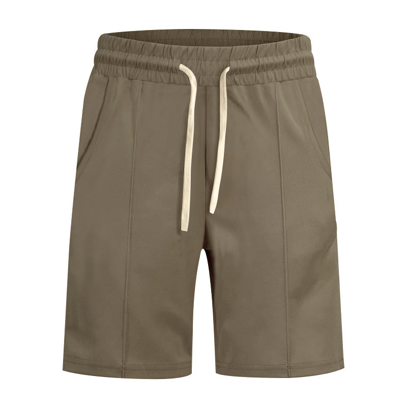 Men's short leisure pants made of cotton blend with elastic waistband and drawstring StylebySassy