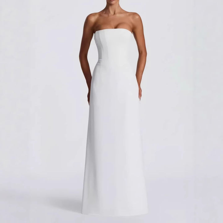 Ladies Elegant Wedding Dress with Off-Shoulder Design and Lace Sleeves StylebySassy